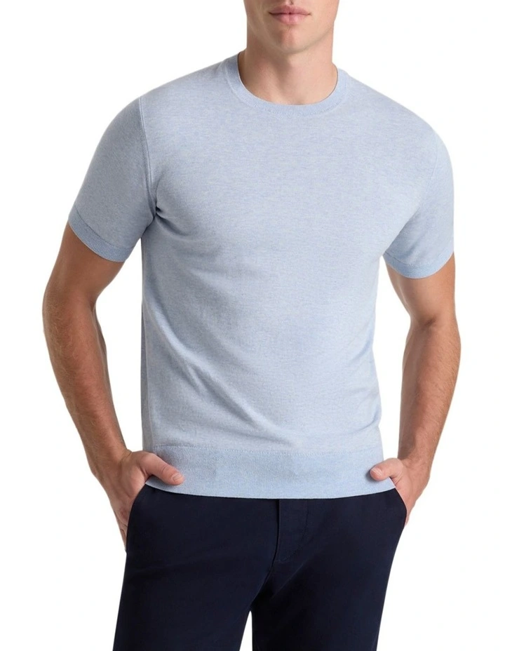 Elba Knit Tee in Sky Blue Melange