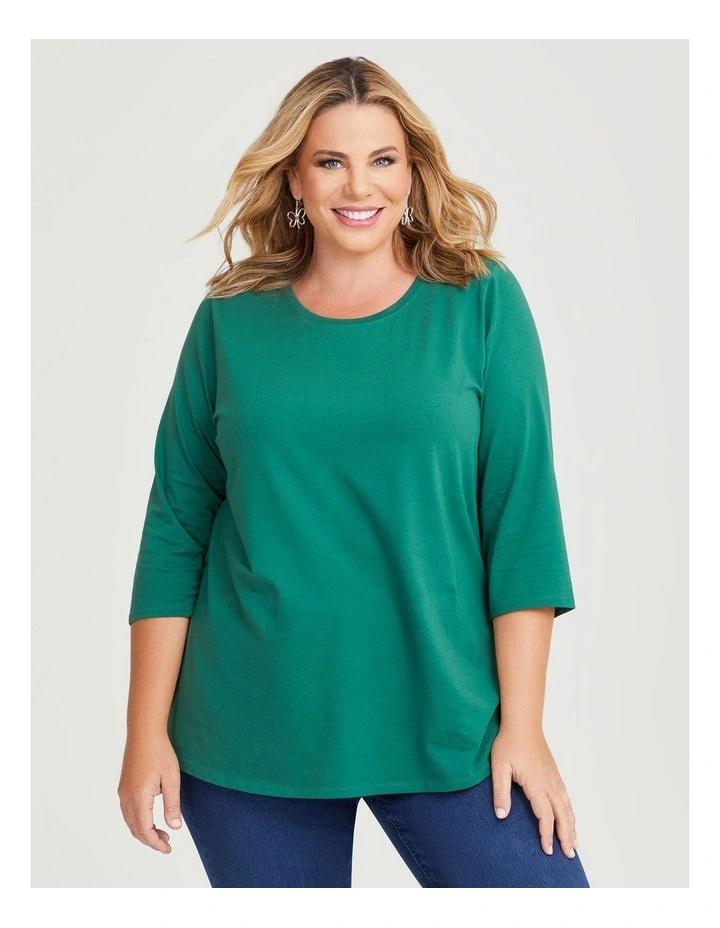 Australian Cotton 3/4 Tee in Lush Meadow