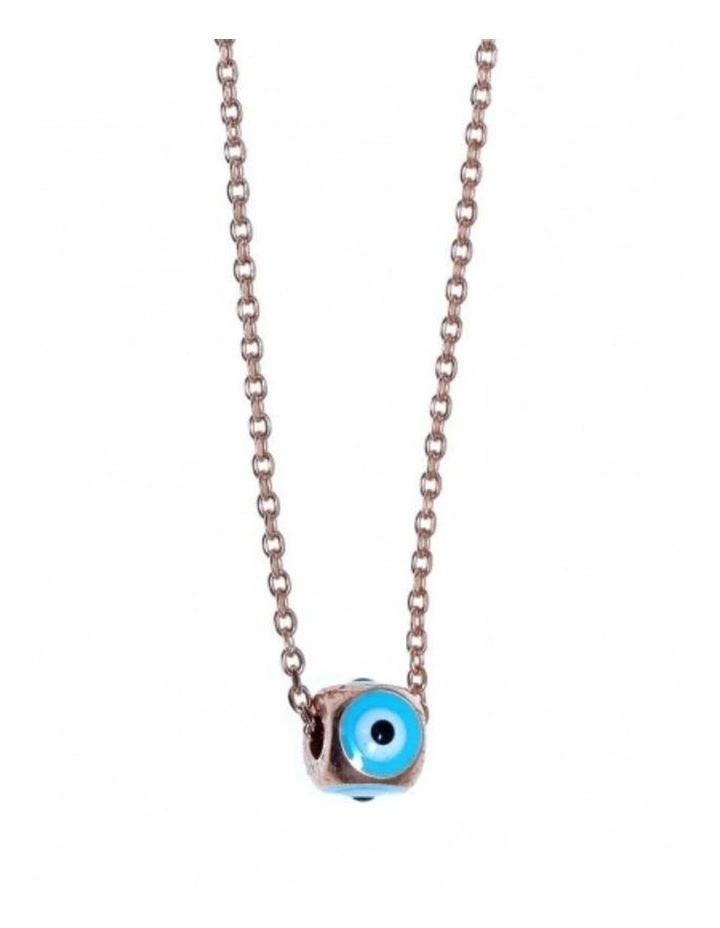 Cube Evil Eye Rose Gold Necklace