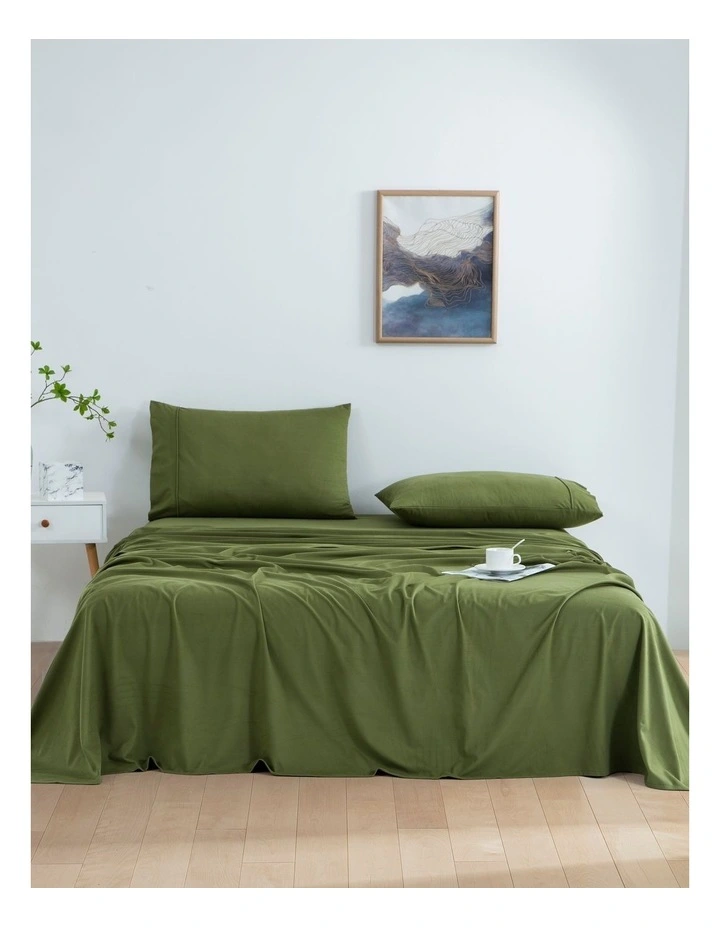 Micro Flannel Sheet Set in Olive