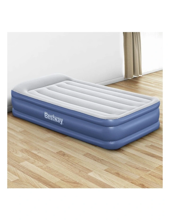 Inflatable Single Twin Built-in Pump Luxury Air Bed in Navy
