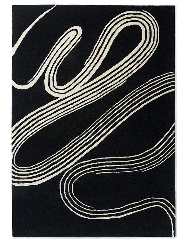 Decor Flow Caviar Rug 091305 in Black