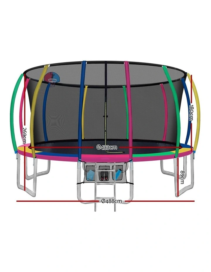 Round Trampoline 16FT with Basketball Hoop in Multi