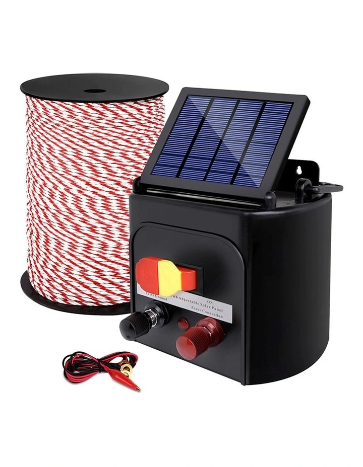 Giantz Electric Fence Energiser 3km Solar Powered Energizer Charger 500m Tape