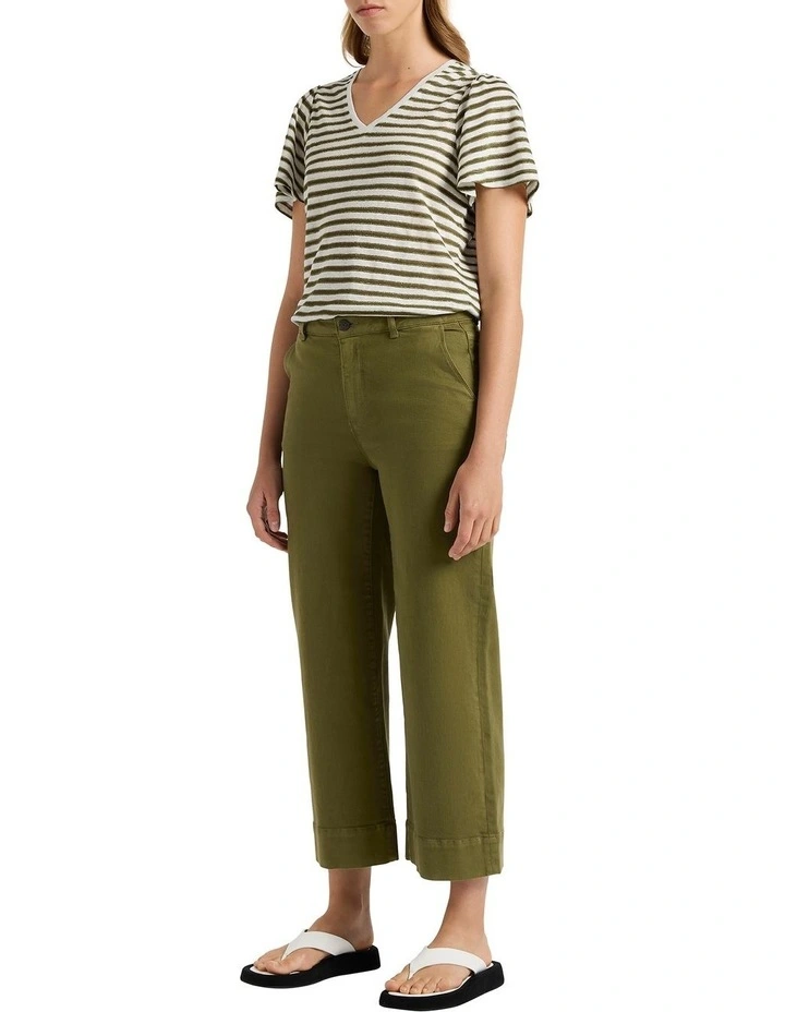 Paige Wide Leg Crop Jeans in Khaki