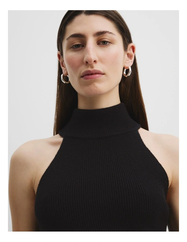 Gcs-certified Cashmere Blend Rib Sleeveless Knit in Black