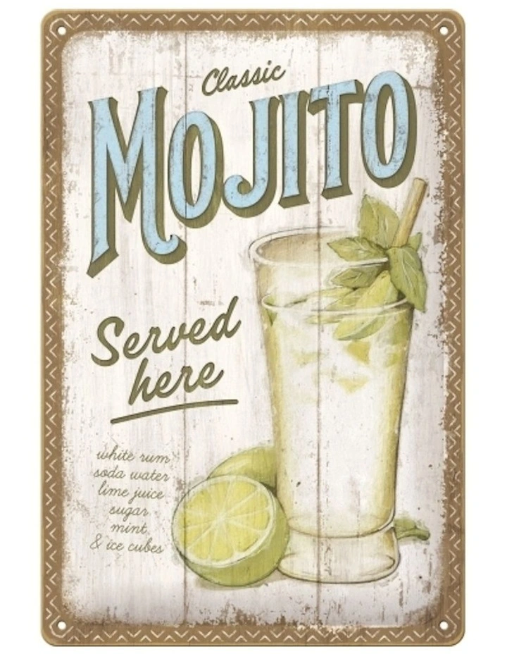 Medium Sign Mojito Served Here 20x30cm in Multi