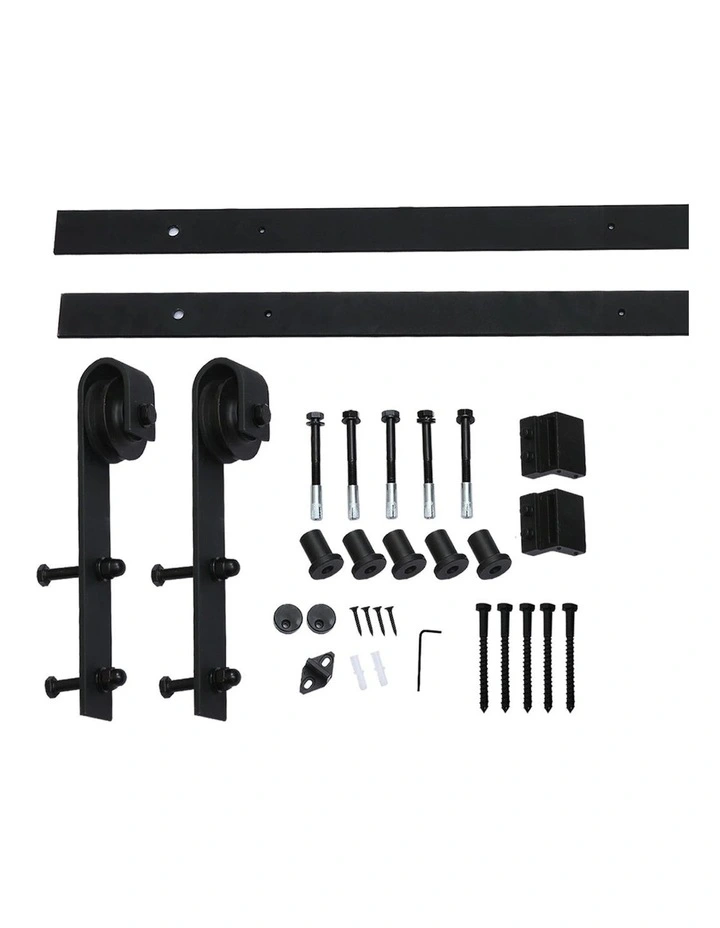 Antique Classic Sliding Barn Door Hardware Track Roller Kit 1.83m in Black