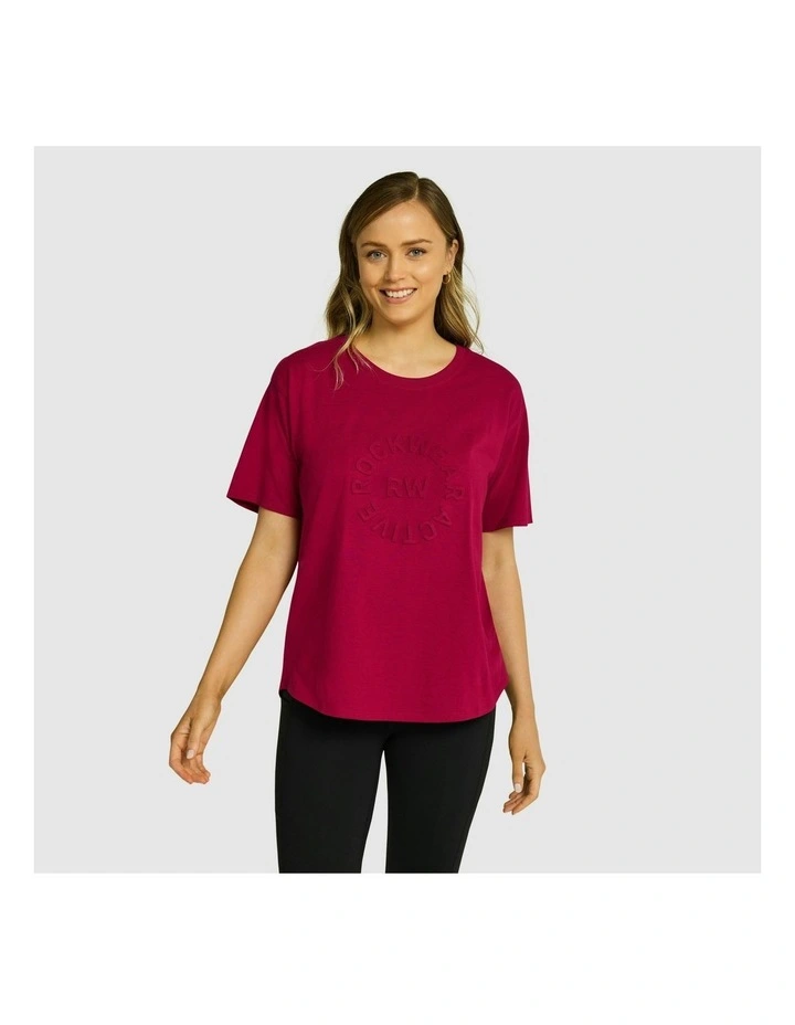 Embossed Boyfriend Tee in Scarlet
