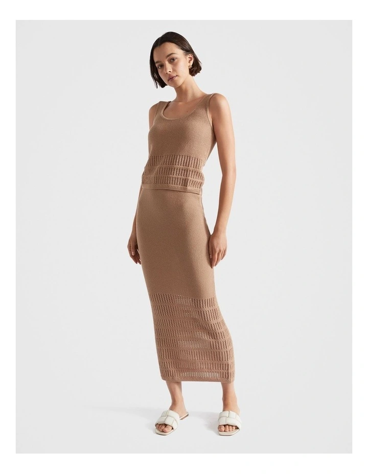 Crochet Panelled Skirt in Beige