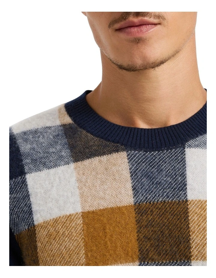 Mckay Merino Check Knit Sweater in Caramel