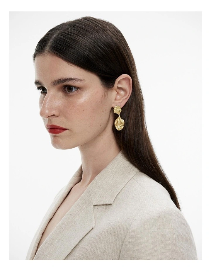 Molten Drop Earring in Satin Gold
