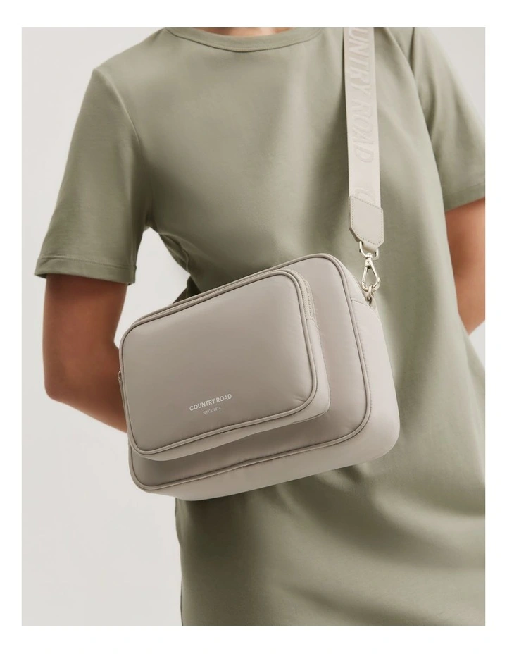 Recycled Polyester Soft Crossbody Bag in Sand