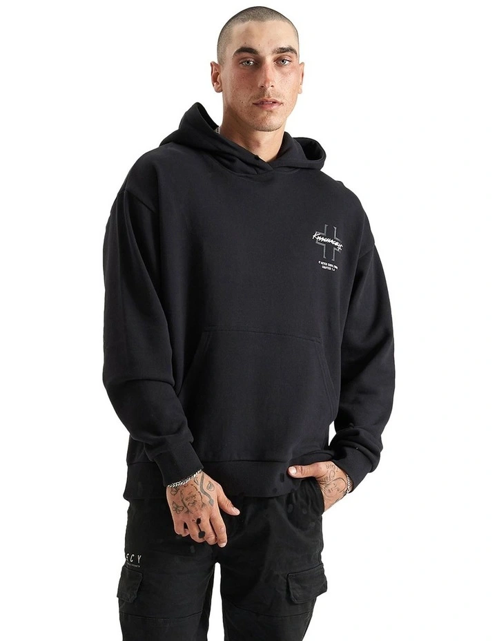 Luge Relaxed Hooded Sweater in Jet Black
