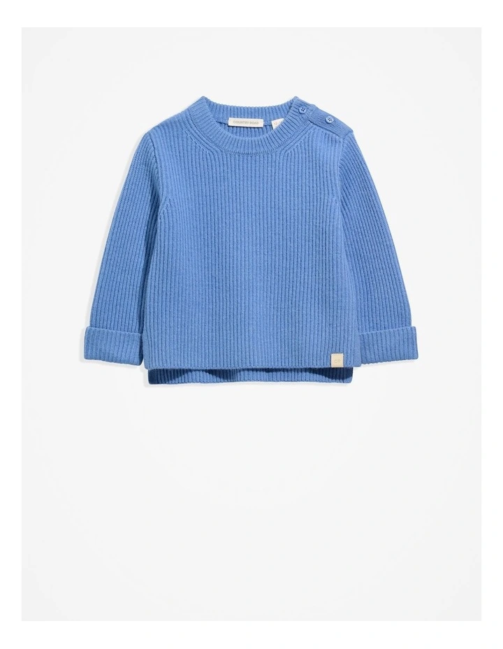 Rib Knit Pullover in French Blue