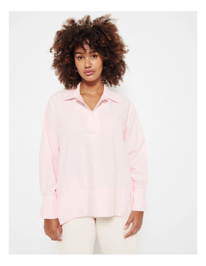 Split Hem Popover in Soft Pink
