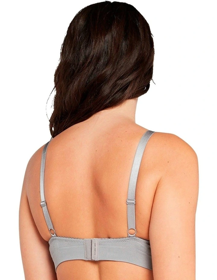 Agathe Comfortable Padded Wirefree Bra with Lace in Grey