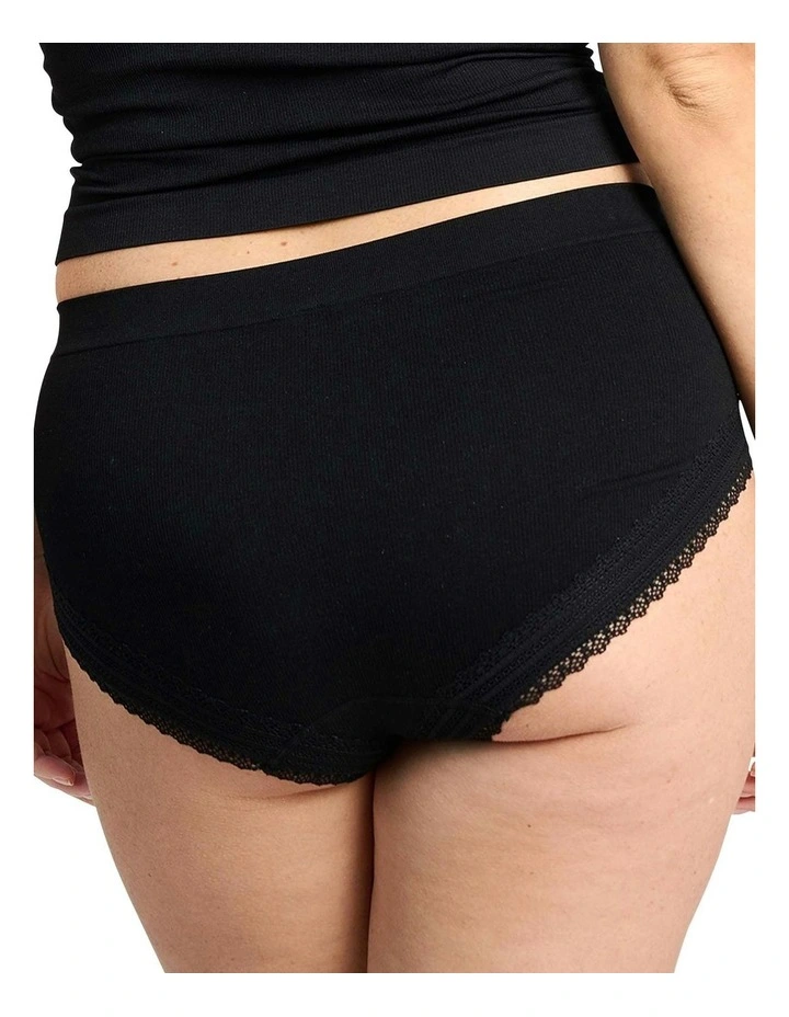 Agathe Ribbed Full Coverage Shorty Underwear in Black