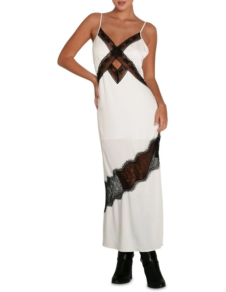 Heavenly Bodies Lace Slip Dress in Black/White