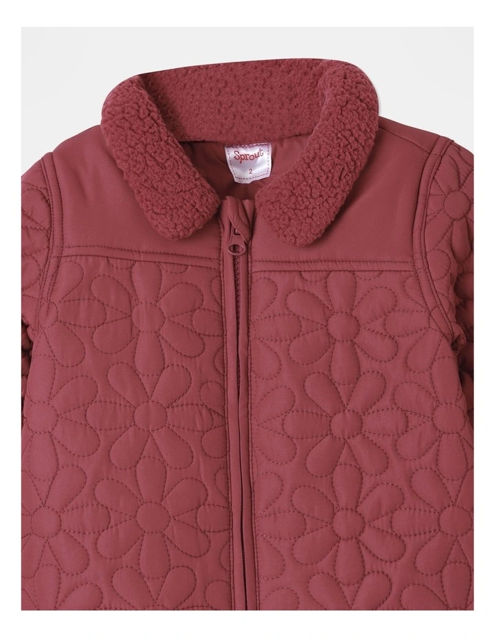 Quilted Puffer With Sherpa Lining in Cherry