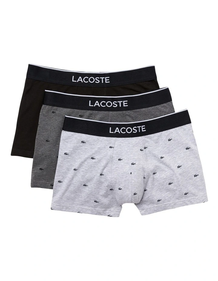 Casual Logo Trunks 3 Pack in Black/Charcoal Croc