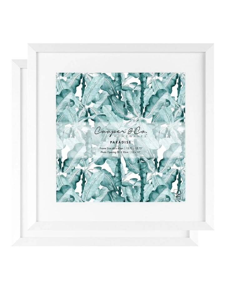 Premium Paradise Photo Frames 40x40cm Matt to 30x30cm Set Of 2 in White