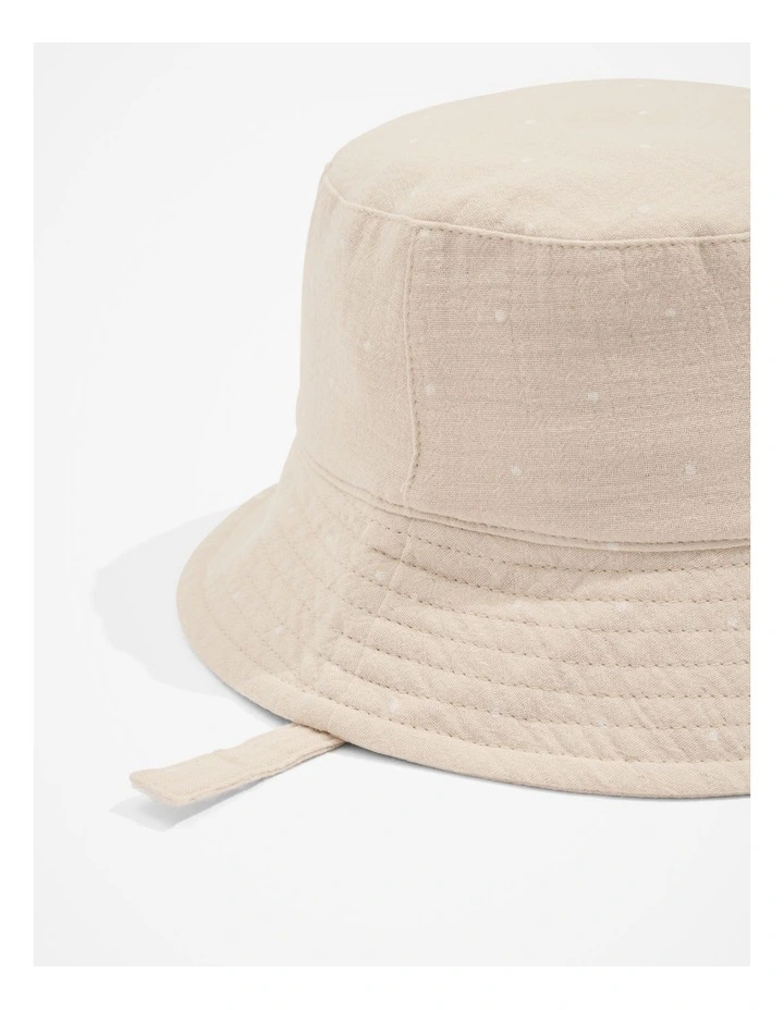 Organically Grown Cotton Textured Bucket Hat in Sand Spot