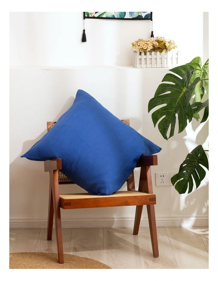 European Flax Linen Euro Pillowcase in Deep Blue