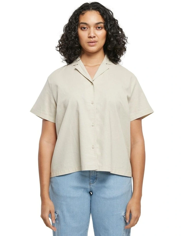 Linen Mixed Resort Shirt in Soft Seagrass