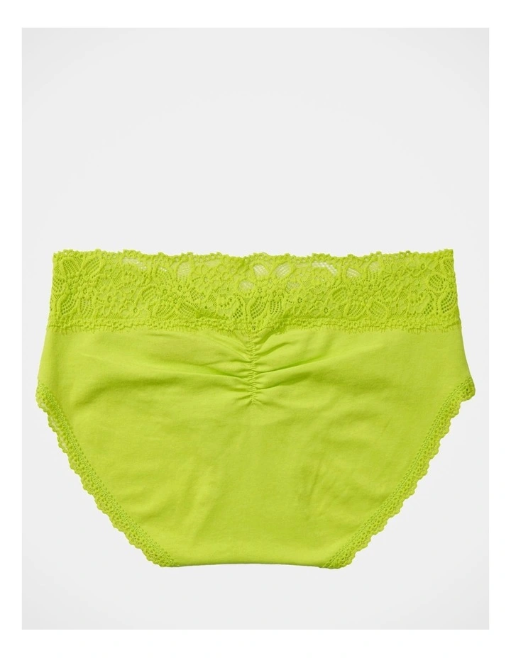Cotton Eyelash Lace Boybrief Underwear in Lime Slush