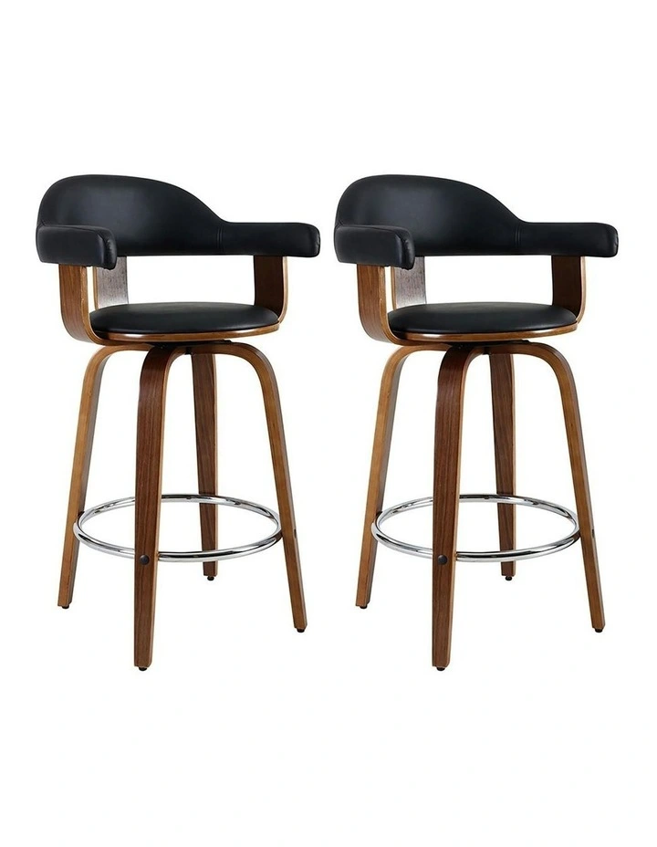 Wooden Bar Stools Set of 2 in Black