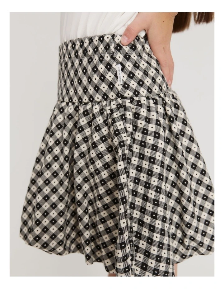 Gingham Bubble Skirt in Charcoal