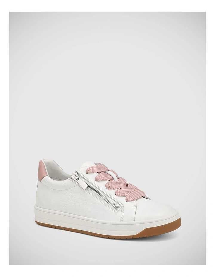 Deyse Leather Sneaker in White and Blush