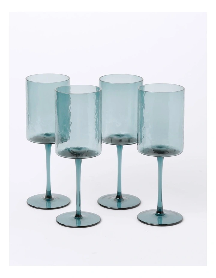 Hammered Short Tumbler Set of 4 in Blue