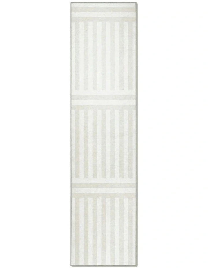 Plinth Washable Chenille Rug Runner in Bone