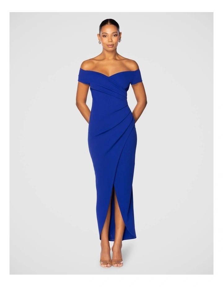 Alice Off Shoulder Gown in Cobalt