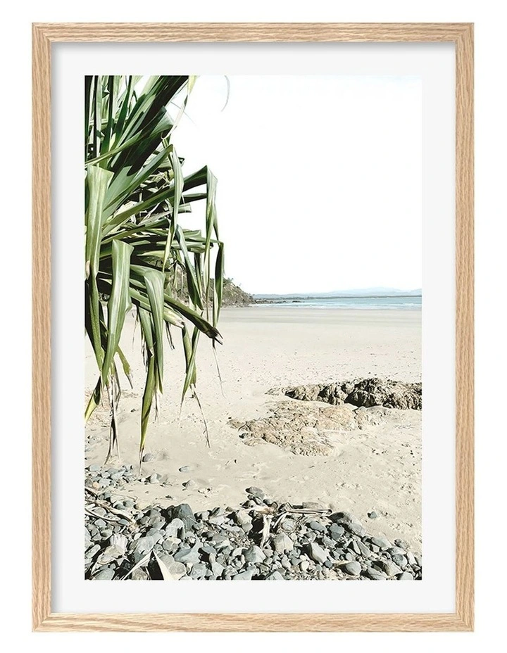 Australian Made Wategos Beach Outlook Art Print A2 in Natural Frame