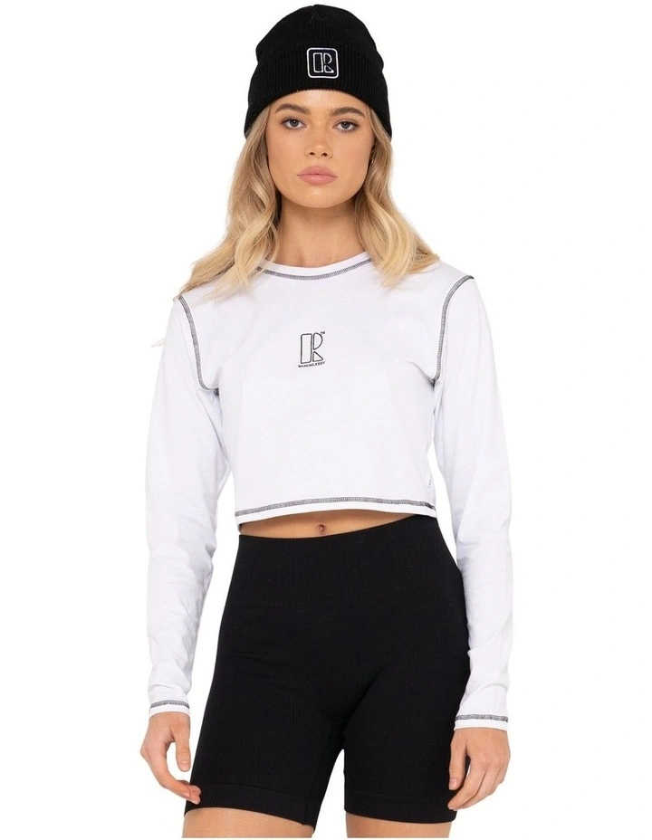 Fortitude Organic Cotton Long Sleeve Crop Baby Tee in White