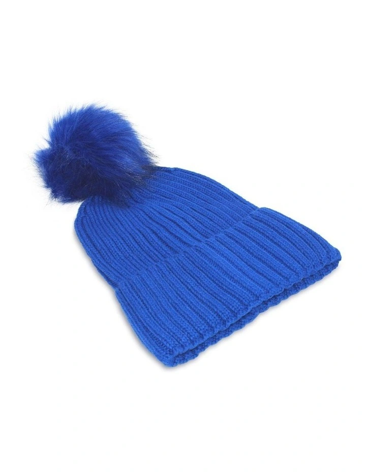 Valentine Wool Blend Beanie in Cobalt