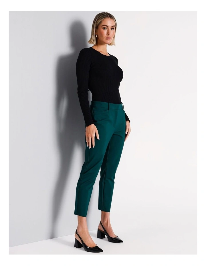 Organic Cotton Blend Cotton Sateen Pant in Dark Green