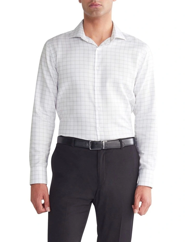 Slim Long Sleeve Mid Check Shirt in Blue