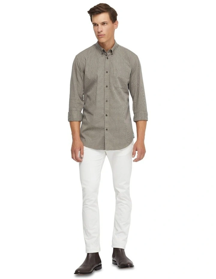 Uxbridge Cotton Shirt in Camel/Blue
