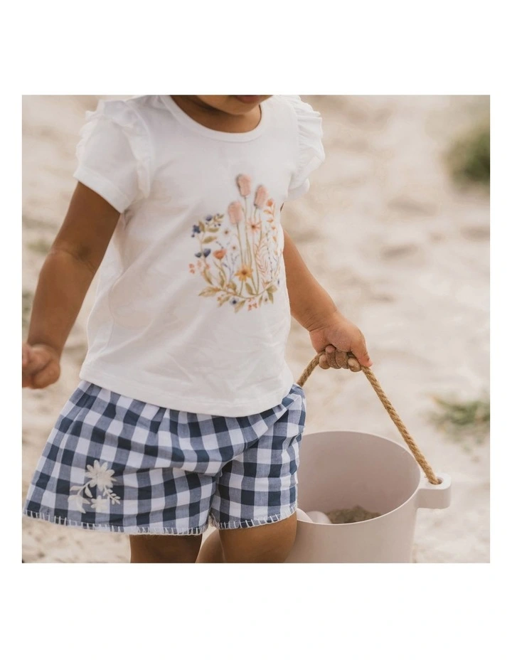 Hallie Embroidered Short in Blue Check