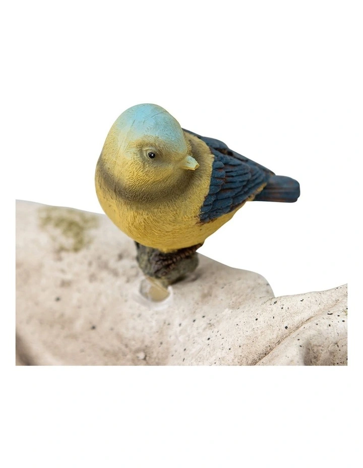 Coloured Bird on Leaf Bird Feeder in Stone/Green