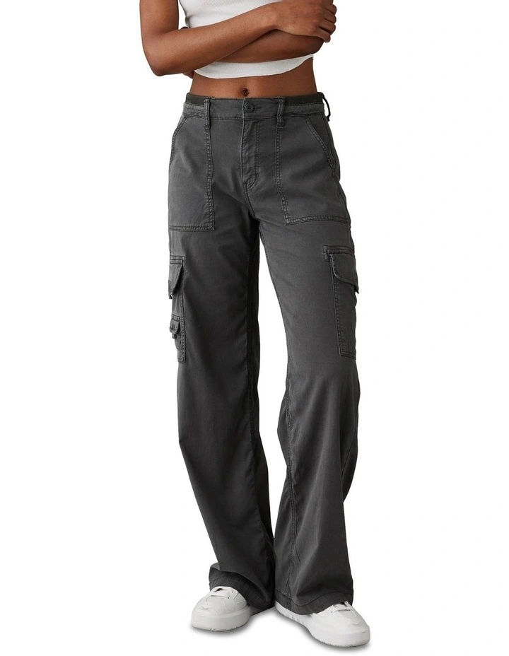 Dreamy Drape High Waisted Cargo Pant in Haze Grey