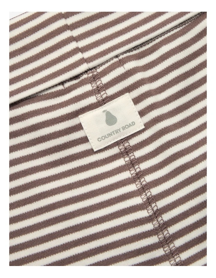 Organically Grown Cotton Stripe Soft Pant in Chocolate