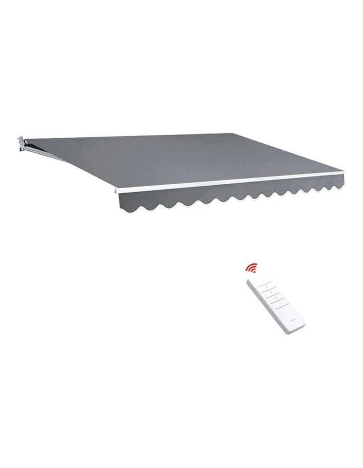 Retractable Folding Arm Awning Motorised Sunshade 4x3m in Pearl Grey
