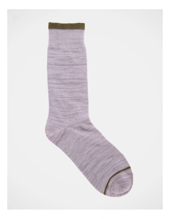 1 Pair Random Plated Crew Length Socks in Grey/Green Tip