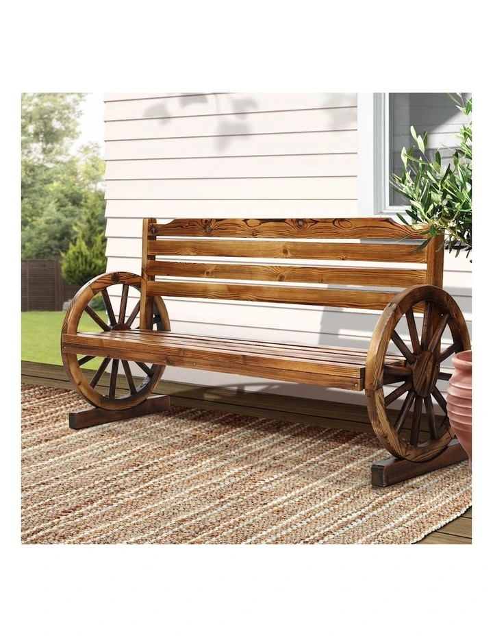 Wooden 3 Seat Wagon Chair in Brown