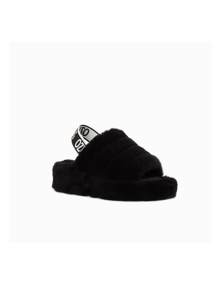 Brooklyn Fluff Slide in Black